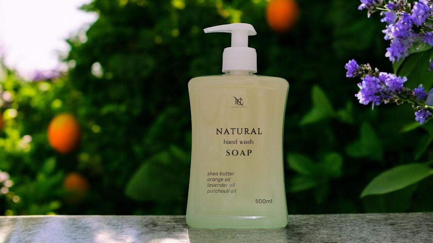 Natural Liquid hand wash soap. Shea butter, orange oil, lavender oil, patchouli oil 500ml